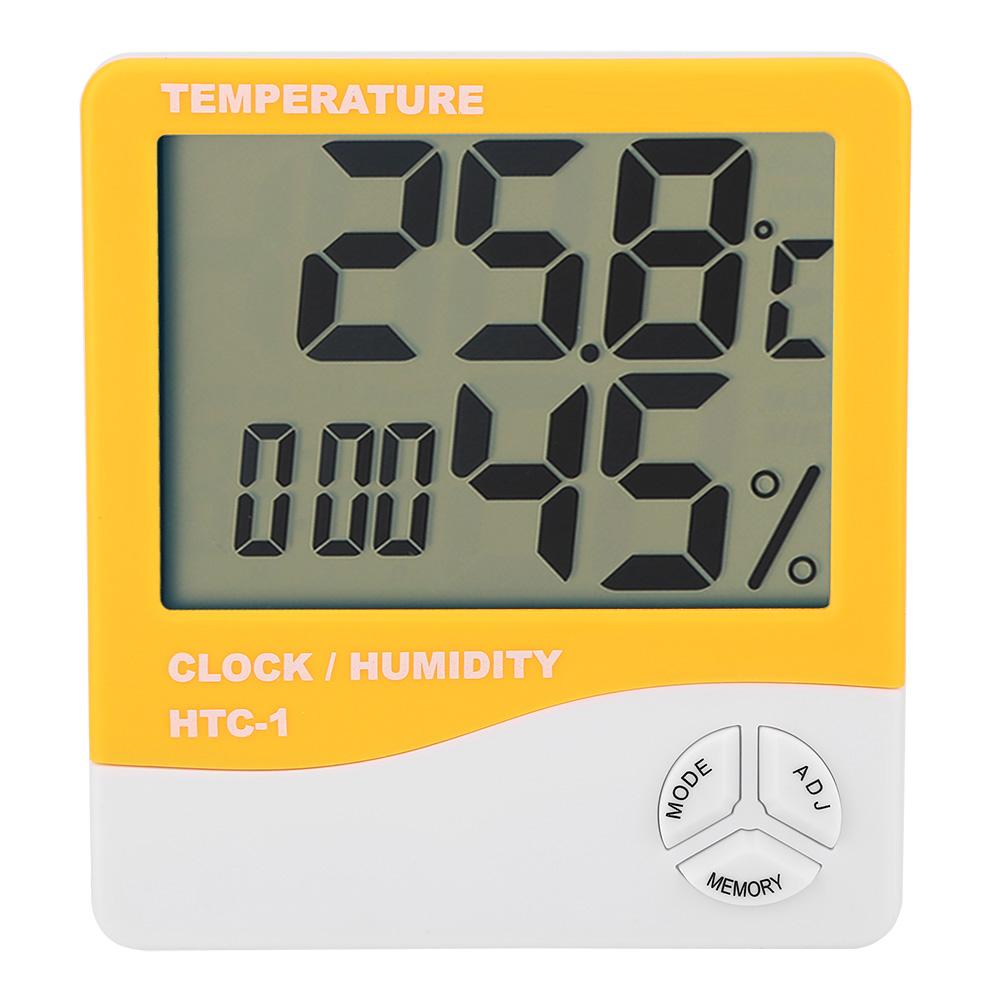 -1 LCD Digital Thermometer Hygrometer Indoor Temperature Humidity Meter Clock Orange