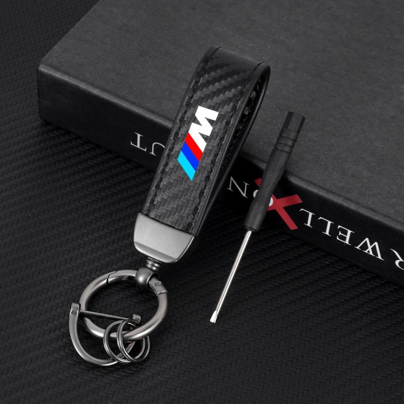 BAGI7 2026 Car Sticker Carbon Fiber Car Logo Key Chain Keyrings Ring Buckle Key Holder For BMW M Emblem E46 E36 E34 F10 E90 F30 E60 F3