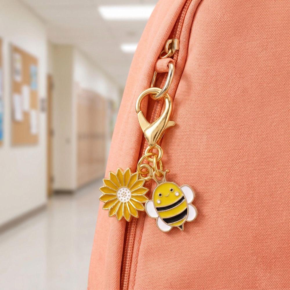 Ornaments Bee Flower Pendant Oil Dripping Bag Hanging Bee Keychain Bag Key Decor