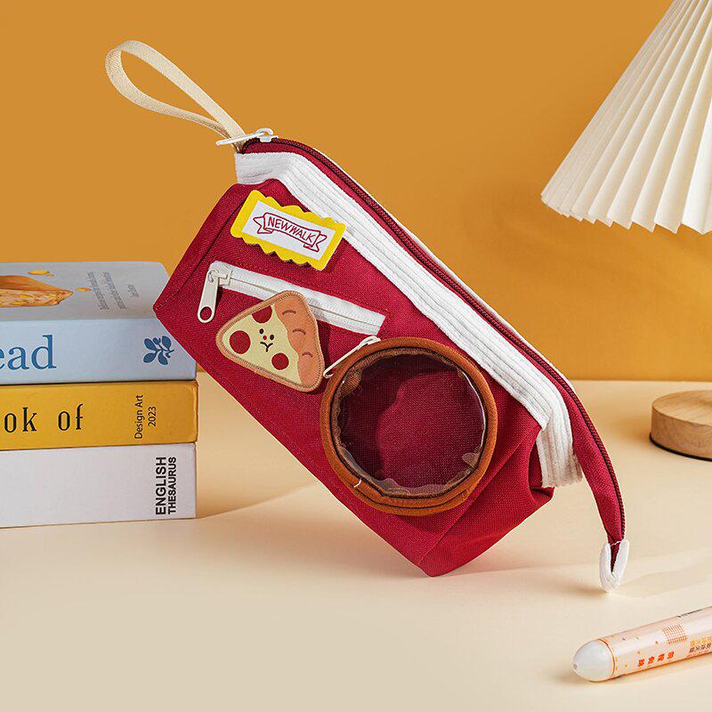 Cute Pizza Ita Bag Pencil Case - Large Capacity, Colorful Student Stationery Box Large красный