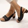 2021 Summer New Product Mid-heel Waterproof Table Buckle with Open-toed Sandals Women's Large Size 40-43Sandals