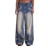 Retro Wing Print Rivet Wide-Leg Jeans