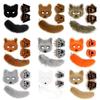 Llavero con cola de zorro de piel esponjosa, guantes con forma de pata de gato y máscara de lobo Therian para accesorios de disfraz de Halloween