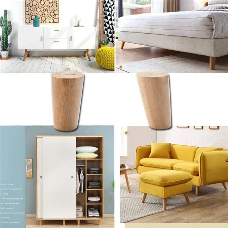 4pack Natural Solid Wood Furniture Leg Table Feets Wooden Cabinet Table Legs Fashion Furniture Hardware Replacement for Sofa Bed