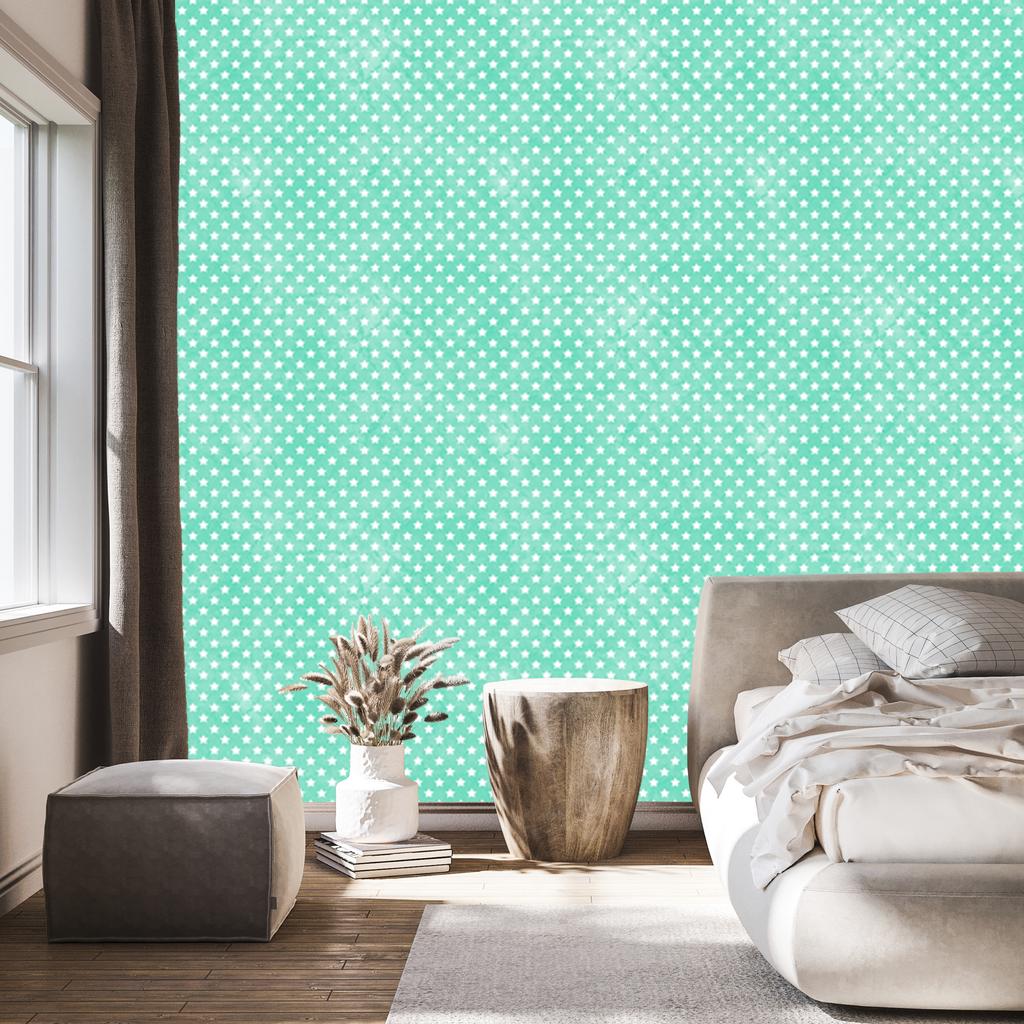 Mint Stars Wallpaper, Subtle Detail for Living Room and Bedroom 50x1000