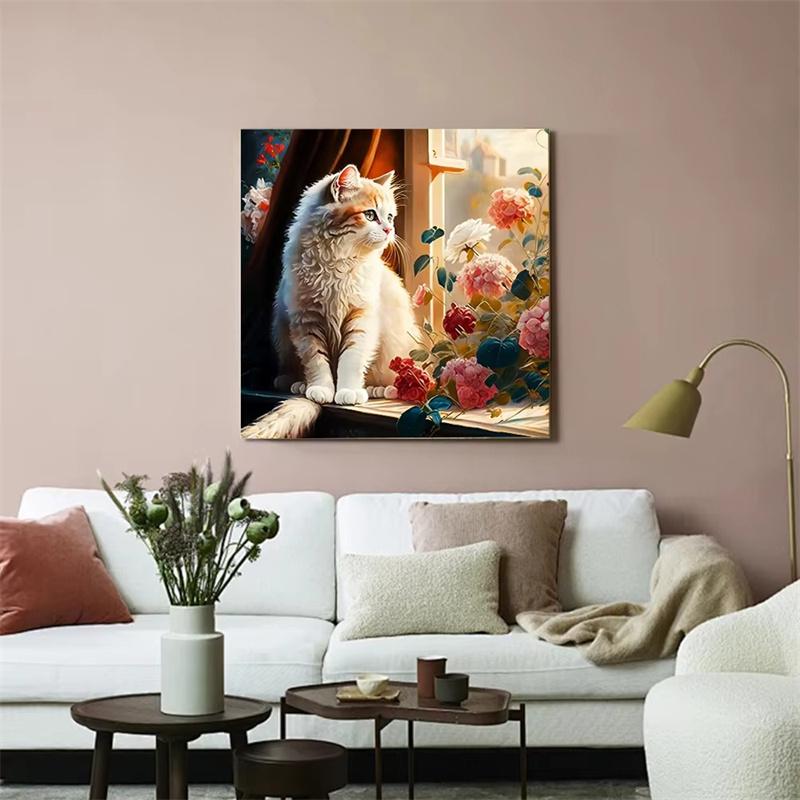 DIY Diamond Painting Cute Kitten Cross Stitch Kit Mosaic Art Diamond Painting Full Circle Diamond Home Decoration