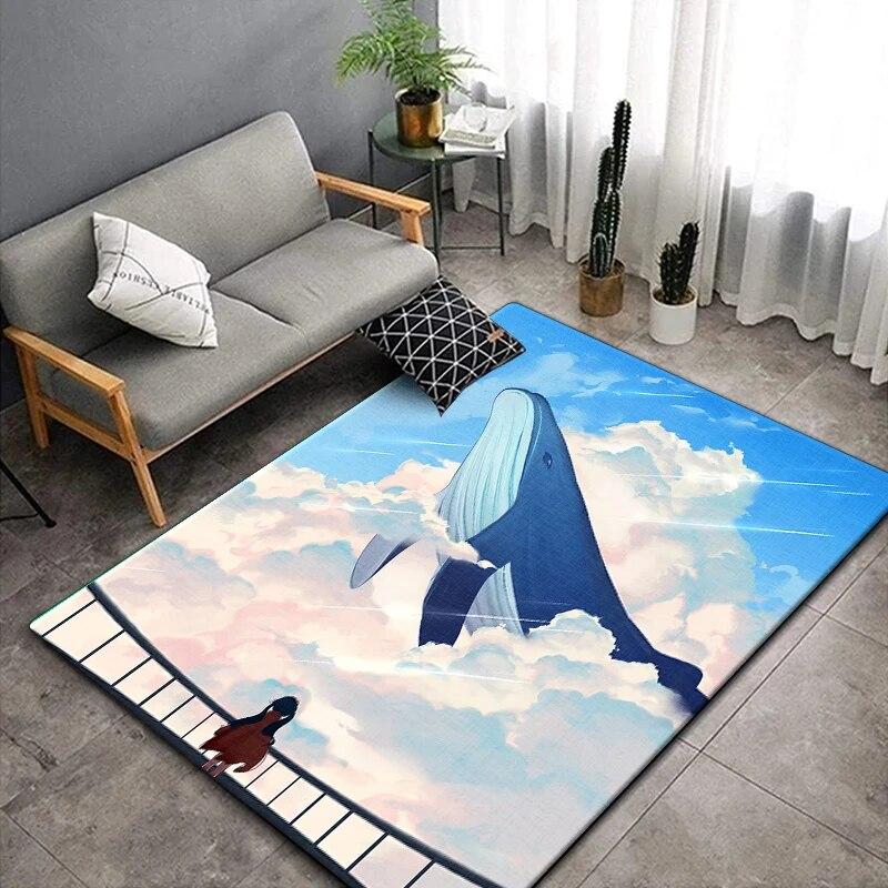 Teppiche mit Walen und Mädchen für Wohnzimmer, Yogamatte, Küchenzubehör, Badezimmerzubehör, Kinderzimmerdekoration, Badezimmermatte