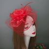 Vintage Style Fascinator Hat Exquisite Elegant Feather Mesh Veil Hat Sweet Bow Fancy Flower Hair Band Race Millinery