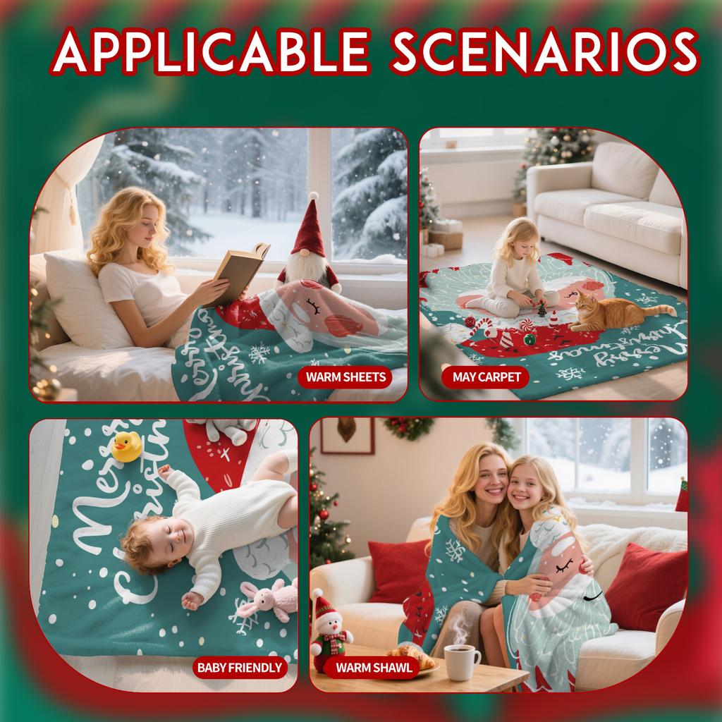 Christmas Series Printed Blanket for Sofa Bed Travel Camping Living Room Office Conditioning Blanket for All Seasons Gifts