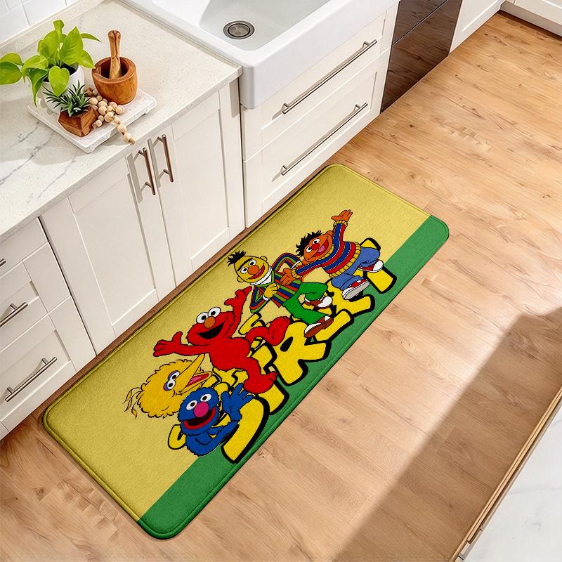 Sesame Street2 Flannel Kitchen Mat Christmas Soft Area Rug Non Slip Floor Carpet Home Decoration