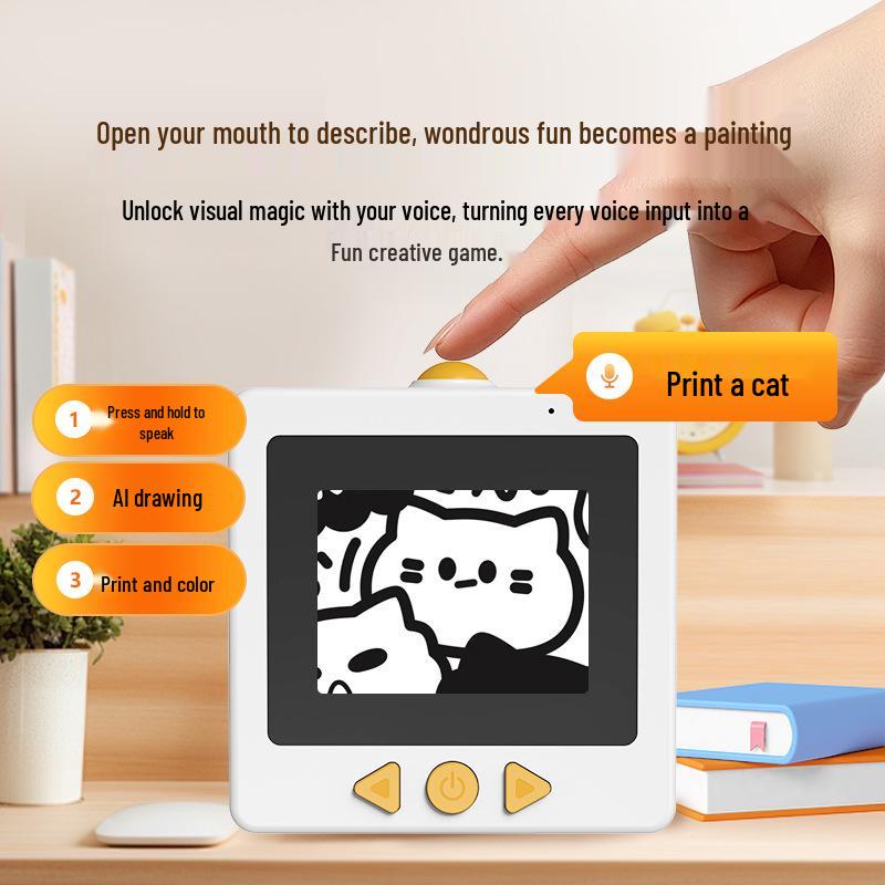 AI Smart Voice Printer for Kids - Wireless Thermal Printer with Screen & Bluetooth/WiFi