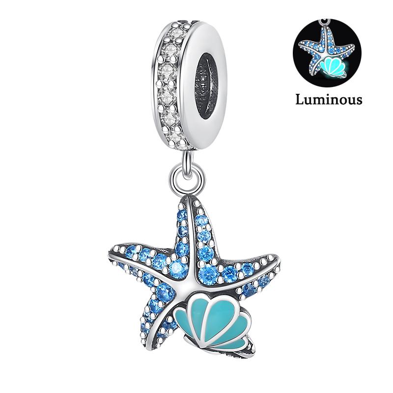 Charm Bead Components Compatible With Pan Copper Metal Firefly Ocean Star Butterfly Glowing Changing Color Trendy Authentic Original Bracelets Do It