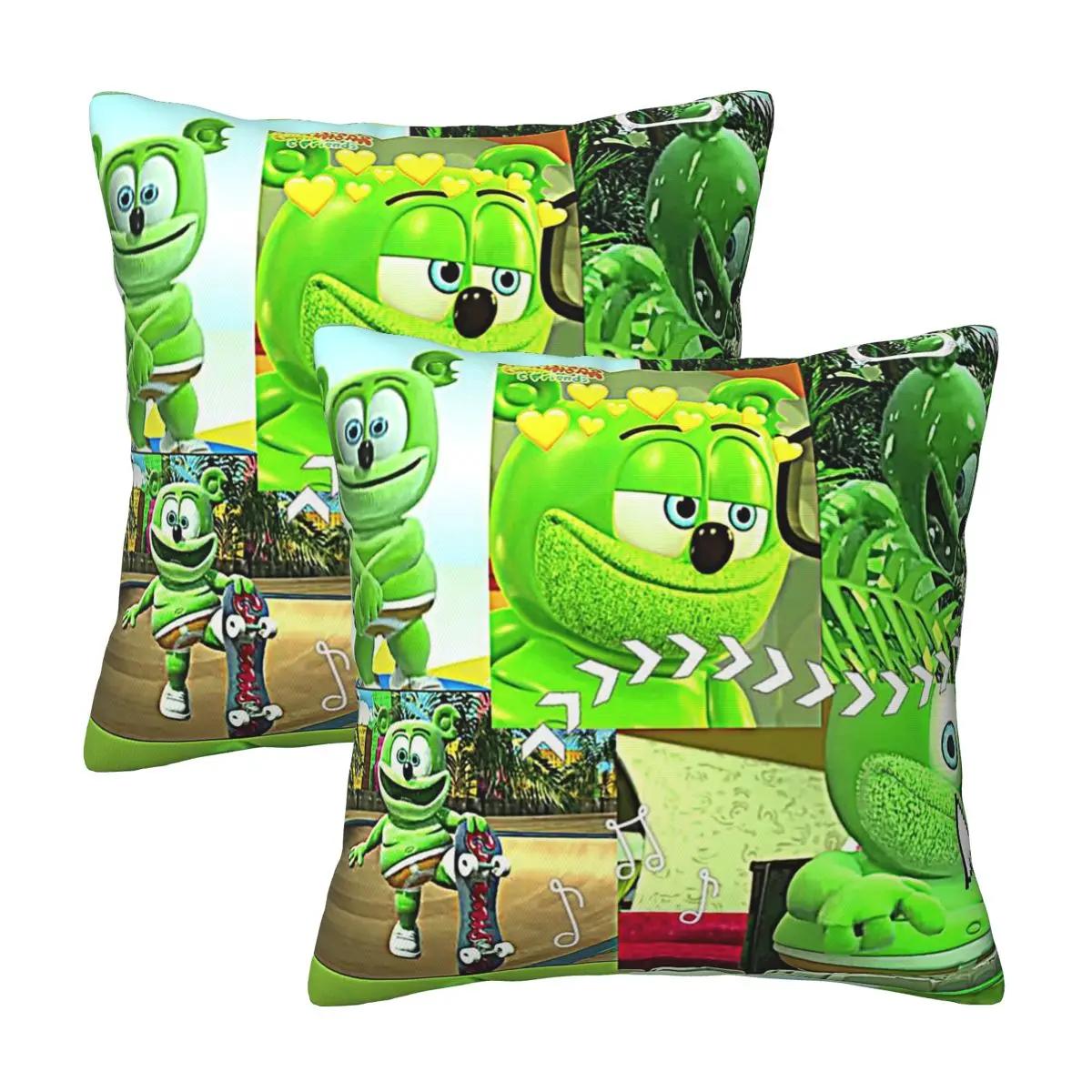 Gummibar (The Gummy Bear) 2 Pcs Square Pillowcase Pillow Cover Cushion Decor Comfort Throw Pillow For Home Bedroom Peach skin 18*18(CM)-2Pcs