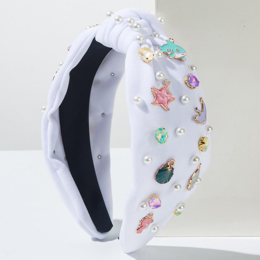 Holiday Style Headbands Alloy Marine Biological Accessories Nail Bead Inlaid Diamond Hair Accessories Women Hairband Hair Band
