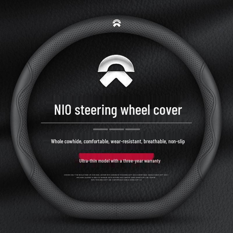 Genuine Leather Steering Wheel Cover for NIO ET5T, ES6, ES8, ET5, EC6, ET7, EC7, ET9 - Four Seasons Grip