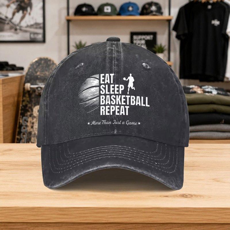 1pc Unisex Basketballthemed Baseball Cap With Hook Loop Closure Lightweight Washed Duckbill Hat Suitable For Outdoor Sports