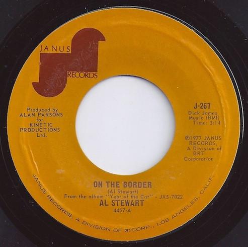 

7inch Record AL STEWART - On The Border J267 Janus Records 1977 US Rock Used