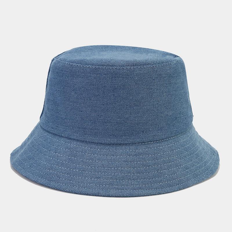 New solid color denim bucket hat women's literary and retro casual basin hat spring travel visor