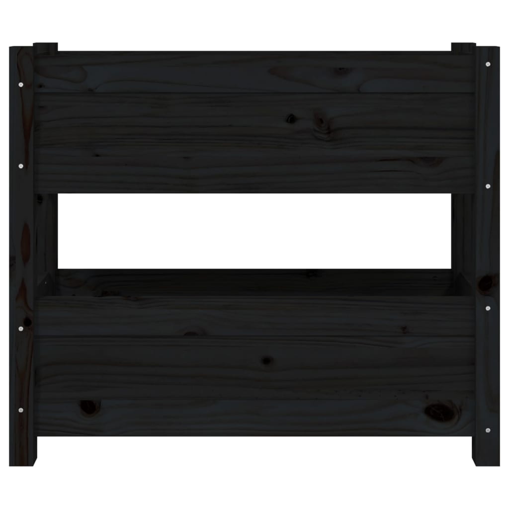 Black Plant Box 77 X 25 X 66 Cm Solid Pine Wood