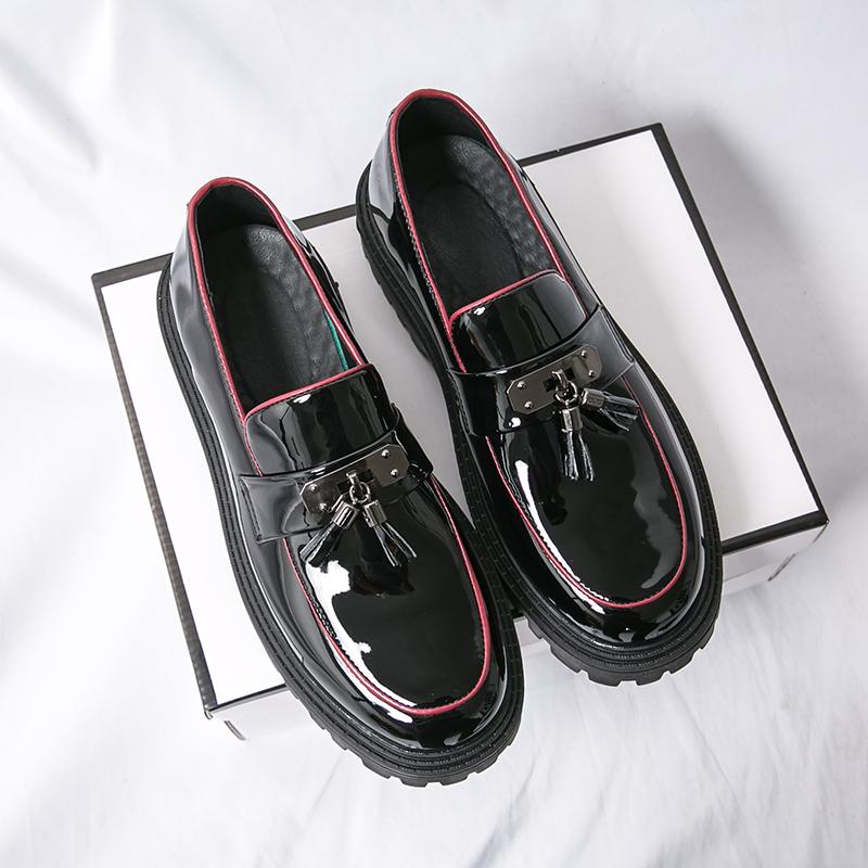 Fashion Designer Brand Men's Shiny Leather Shoes Thick Soled Wear-resistant Banquet Formal Shoes Interview Business Shoes for Men’s