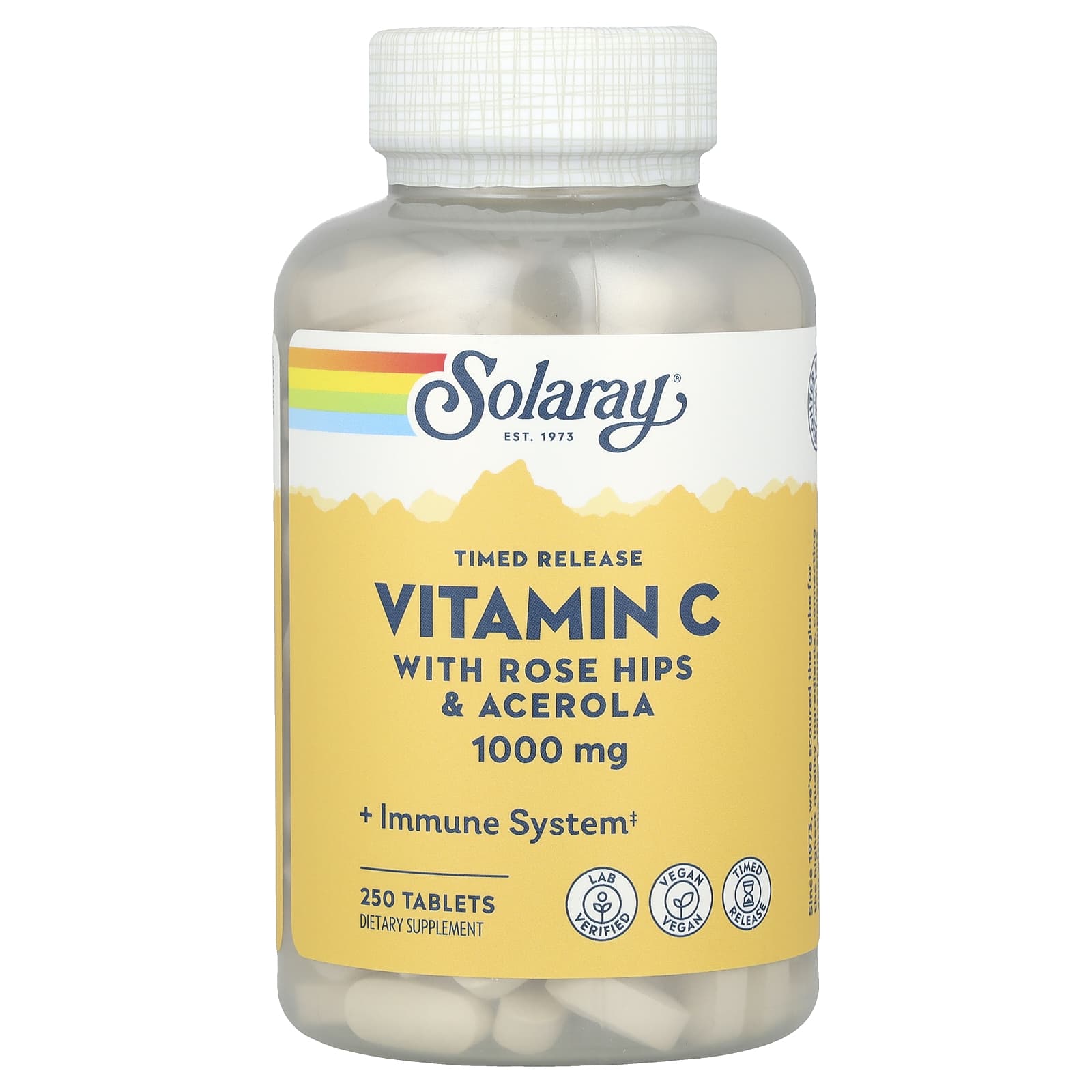 

Solaray, extended-release vitamin C, with rosehip and acerola, 1,000 mg, 250 tablets