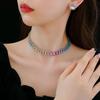 Luxury Multicolor  Choker Necklace Earrings Set For Women Women Shiny  Party Wedding Jewelry Set