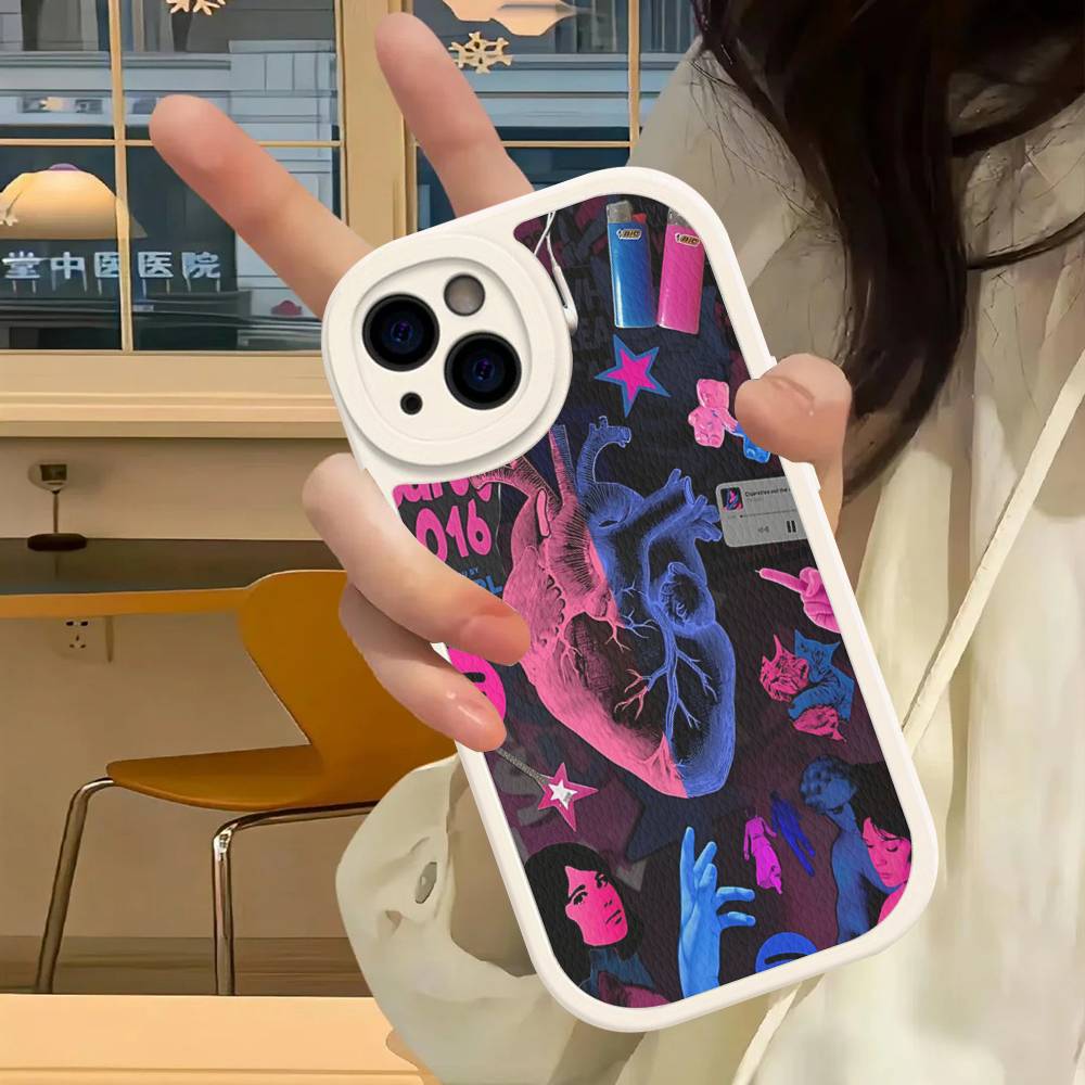 Pink Blue TV Girl Phone Case For IPhone 16 15 14 13 12 11 Pro Max Plus Soft Leather Cover