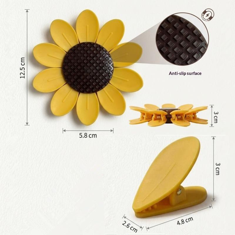 Sunflower Magnetic Fridge Magnet Seal Clip Petal Sealing Clip Magnetic Fridge Sticker Snack Clip, Flower Decoration