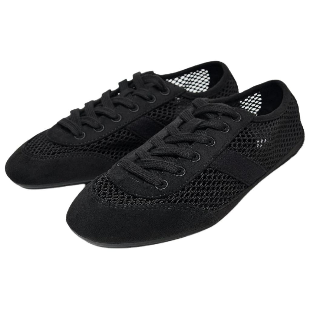 ZARA Lightweight Retro Round Toe Fashion Mesh Derby Low Top Casual Shoes Women sneaker Black 15211510800