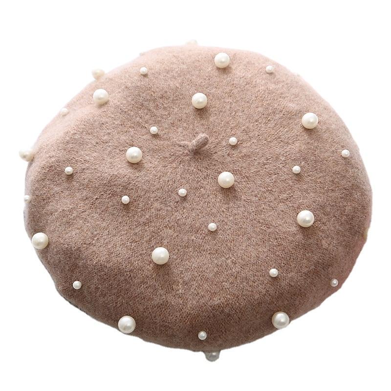 

Корейский осенне-зимний роскошный кашемировый берет, женский шерстяной берет со звездными шипами и жемчужными заклепками One Size