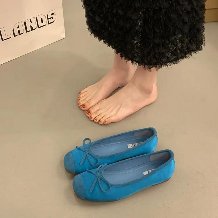 

Модные женские туфли на открытом воздухе с квадратным носком Весна-лето Женская обувь Мэри Джейн Брендовые дизайнерские туфли с бантом на плоской подошве Zapatos De Mujer 35 синий