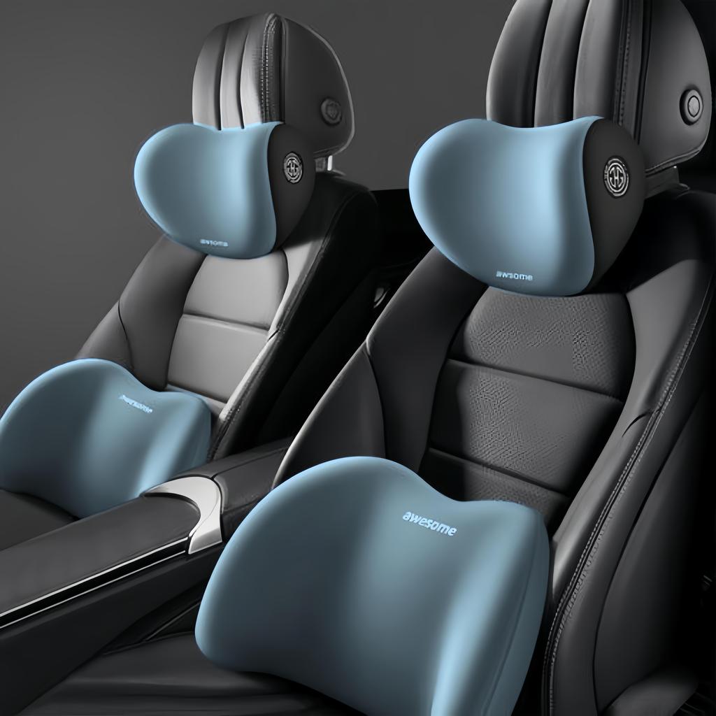 Blå Bil Minneskum Nakkestøtte Og Lendenpute Tretthetslindring Lendenstøttepute Komfortabel Kjøring Nakke Beskyttelse Stol Lendenstøtte