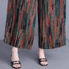 Women's Plus Size Cotton Silk Printed Wide Leg Pants, Elastic Waist Casual Summer Trousers (XL-5XL)