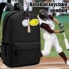 Wood Baseball Bat Cap Team Gift Faux Leather Baseball Fans Accessory Baseball Keychain Pendant