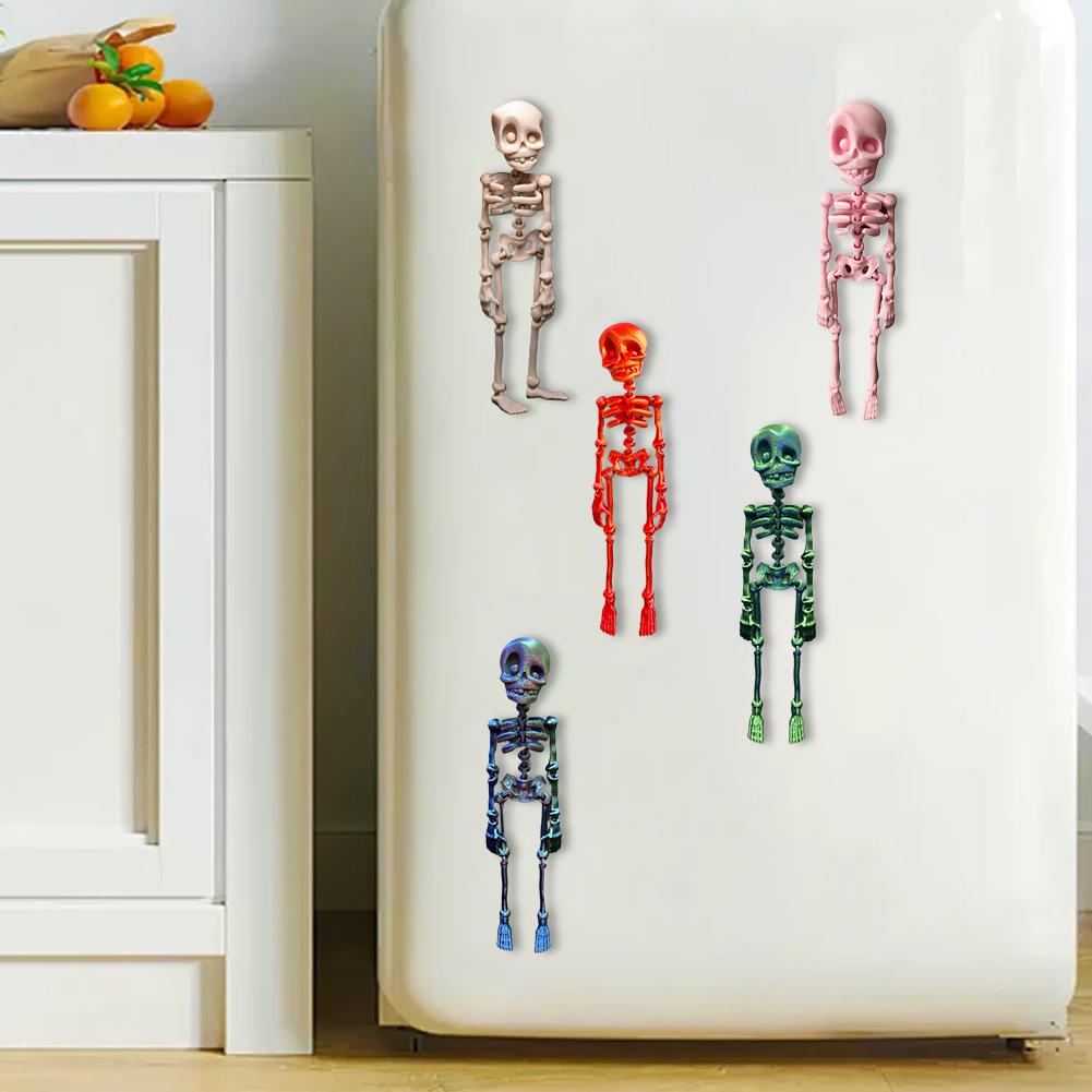 Mini Colorful Skeleton Fridge Magnets Funny Halloween Bone Decor Magnetic Toys Refrigerator Home Halloween Party Decoration