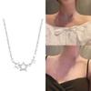 Metal Silver Color Multip Star Zircon Pendant Necklace For Women Chain Choker Necklace Trend Fashion Jewelry Gift