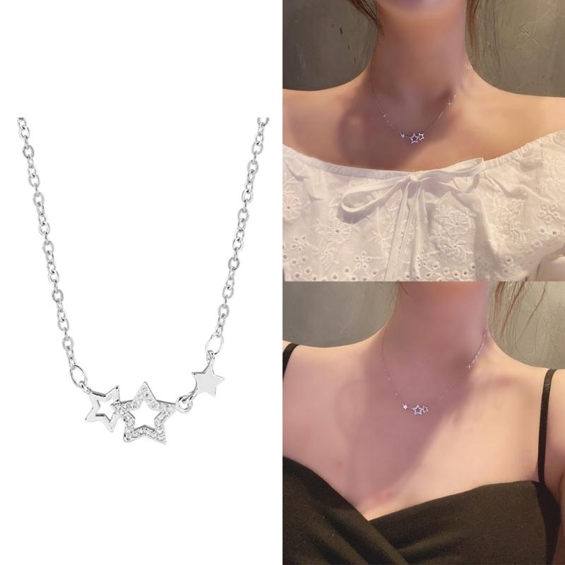 Collier ras du cou en métal argenté avec pendentif étoile et zircon pour femme, chaîne tendance, bijoux tendance, cadeau