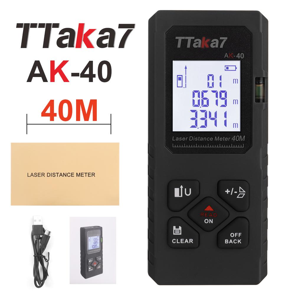 40M/60M Mini Smart Laser Distance Meter Measure Infrared Rangefinder USB Rechargeable Portable Handheld Laser Range Finder Tools