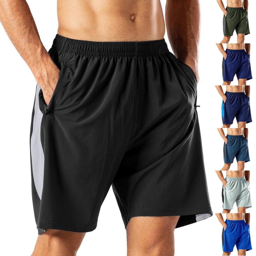 Fashion Men's Color Block Pocket Fitness Sports Running Casual Shorts Pants