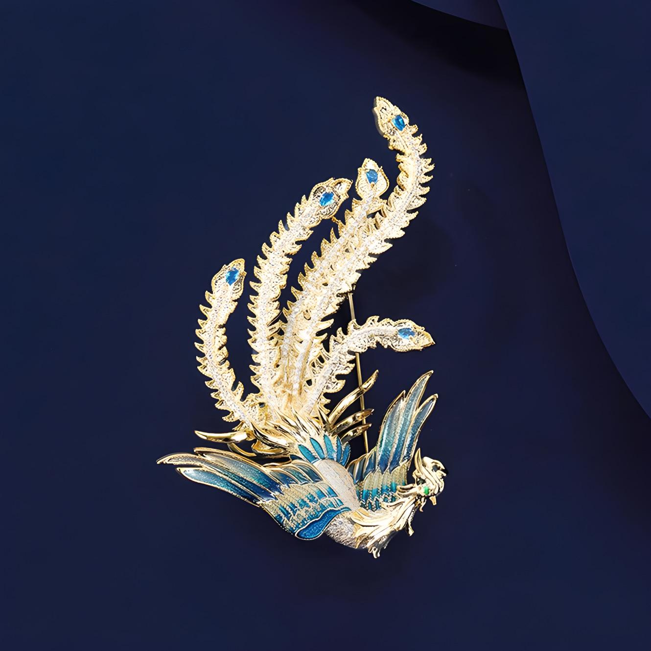 

Брошь Qifeng в китайском стиле, изысканная женская, изысканная, индивидуальная, эмалевая, цветная, брошь Phoenix, нишевый дизайн, аксессуары для булавки Sense