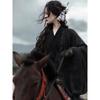 Chinese Wei And Jin Dynasties Style Hanfu Cross-collar Waist And Elegant Knight-errant Black Complete Set