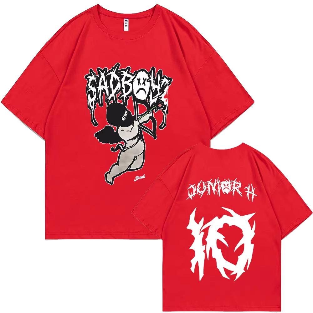 Singer Junior H Sad Boyz Graphic T-shirt Summer Men Women Hip Hop Oversized Harajuku Short Sleeve Men's Casual Pure Cotton Tees