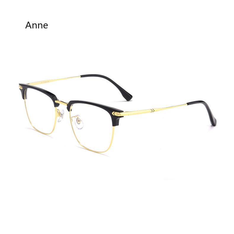 Women Men Silver Anti Blue Light Transparent Myopia Glasses Frame Round Eyewear Blocking Glasses Optical Spectacle Eyeglass