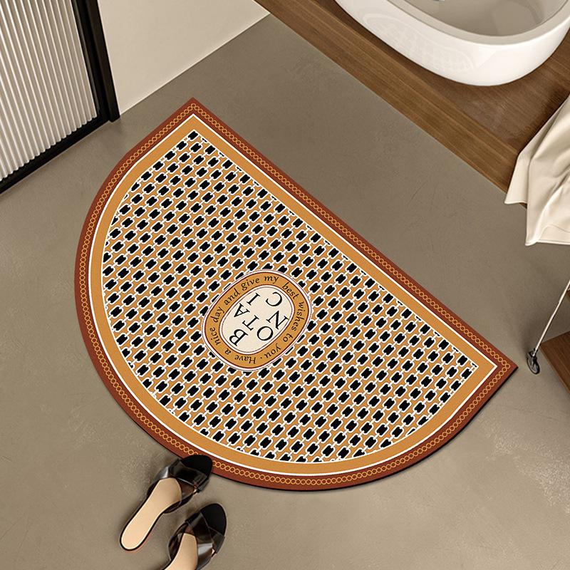 American Retro Semicircular Bathroom Floor Mat Water Absorption and Quick-drying Toilet Bathroom Door Foot Mat Diatom Mud Anti-slip Door Mat