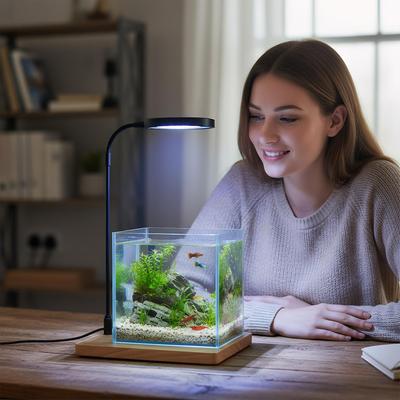 Lampă LED pentru Cultivare cu Bază din Lemn LED cu Spectru Complet Lampă Acvariu Acvarii Terarii Lampă de Cultivare pentru Casă Studiu Birou Masă