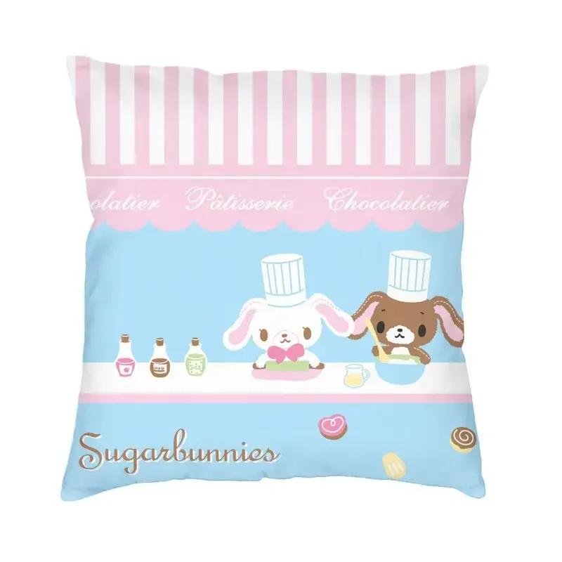 Kawaii Iepuraș Sugarbunnies Huse de Pernă Sofă Decorativă pentru Casă Anime Desene Animate Pătrată Husă Pernă Decorativă 45x45
