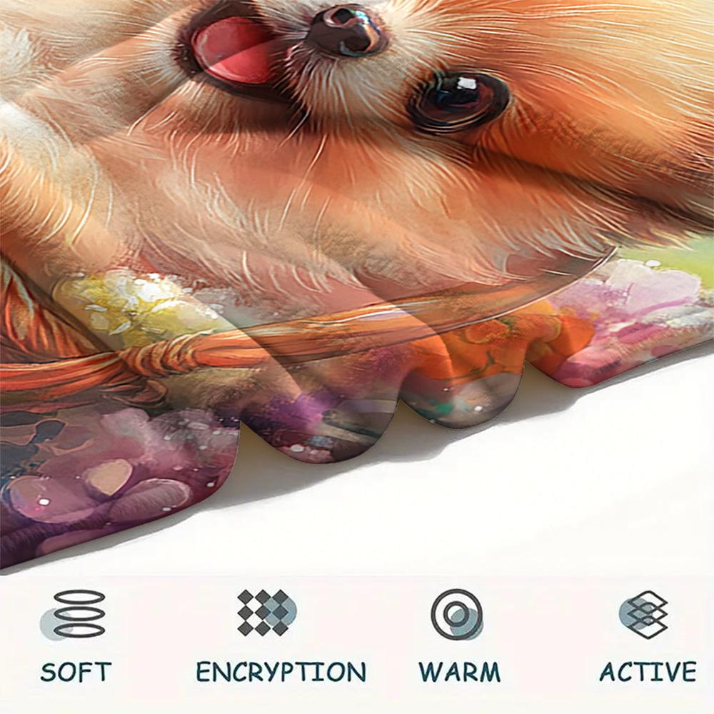 Pomeranian Print Flannel Blanket, High quality Comfortable for All Seasons, Home Decor, Warmth and Comfort, Perfect for Christmas Gifts