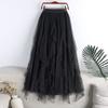 Chamliforve Women Tulle Mesh Skirt Elegant Elastic Waist Fairy Long A-line Tutu Skirt for Spring Summer High Waist Long Skirt