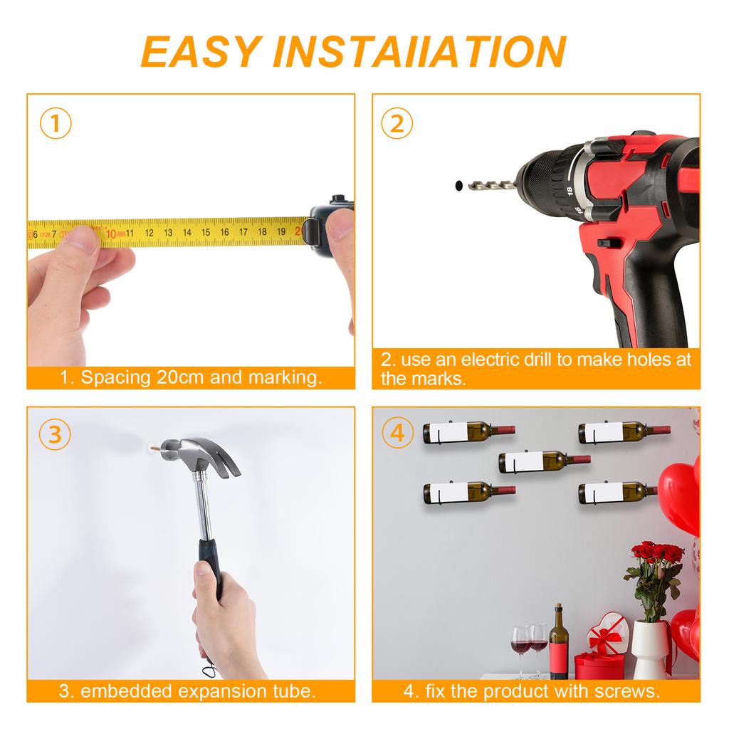 Spiral Wine Wall Holder 12Pcs Wine Bottle Display Holder Wine Bottles Display Wall Storage Shelf for Home Bar Wall Black Right