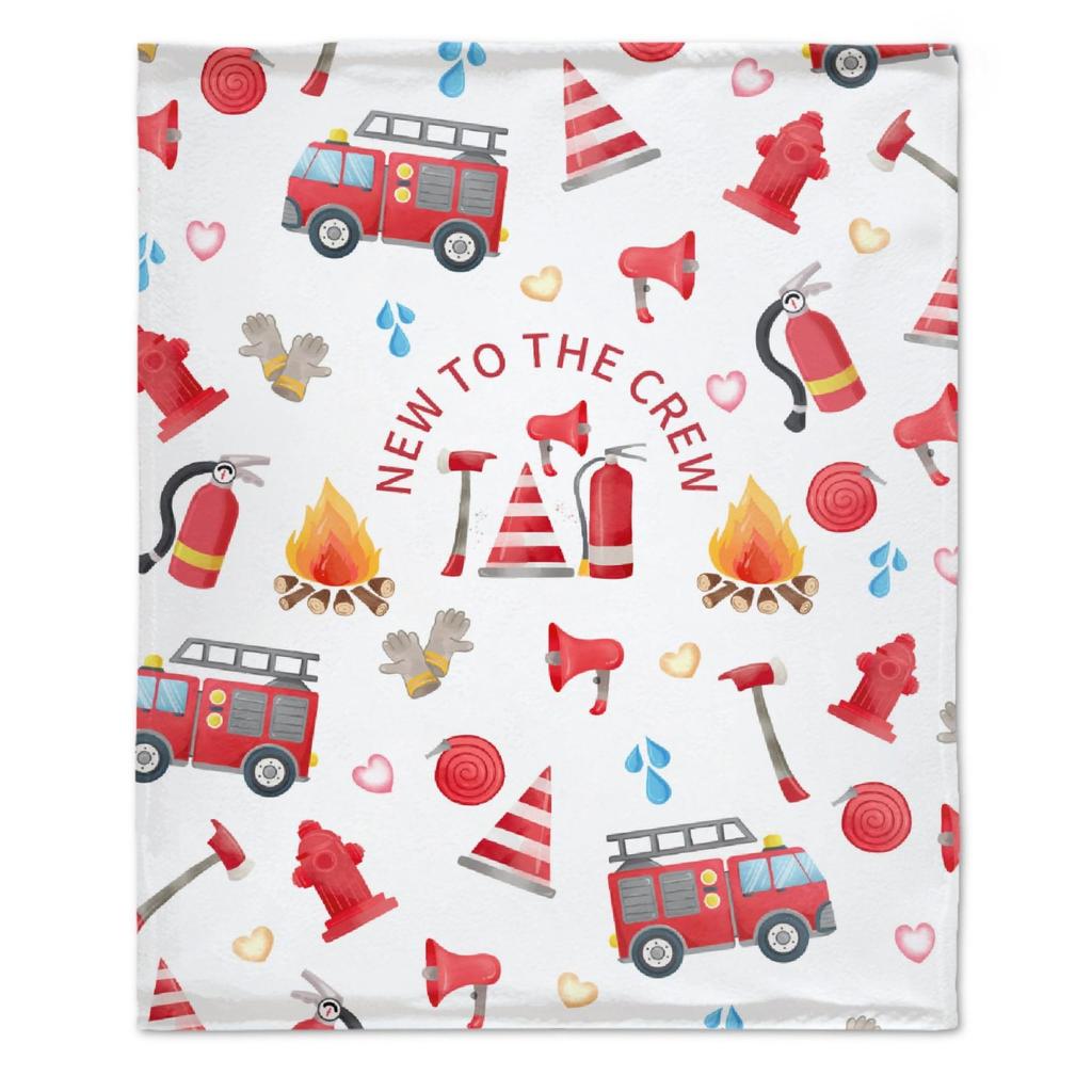 Cartoon Fire Engine Printed Blanket for Sofa Bed Travel Camping Living Room Office Conditioning Blanket for All Seasons Gifts